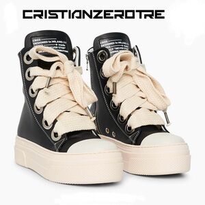 Christianzerotre Calipso 300 Black Leather Sneakers